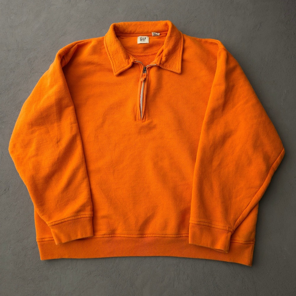 Vintage 2000s GAP Orange Quarter Zip Sweatshirt XXL Y2K